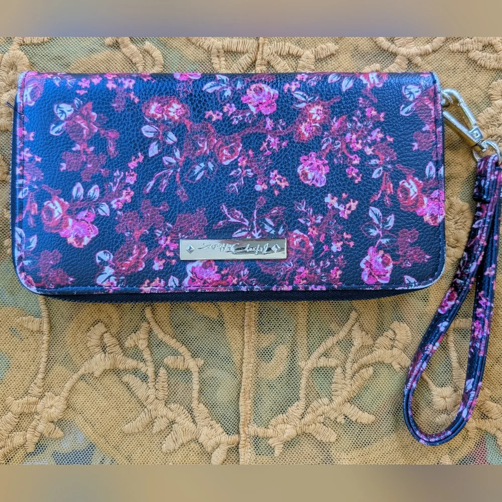 BETSEY JOHNSON Multi Color Floral Checkbook XORING Wristlet Wallet